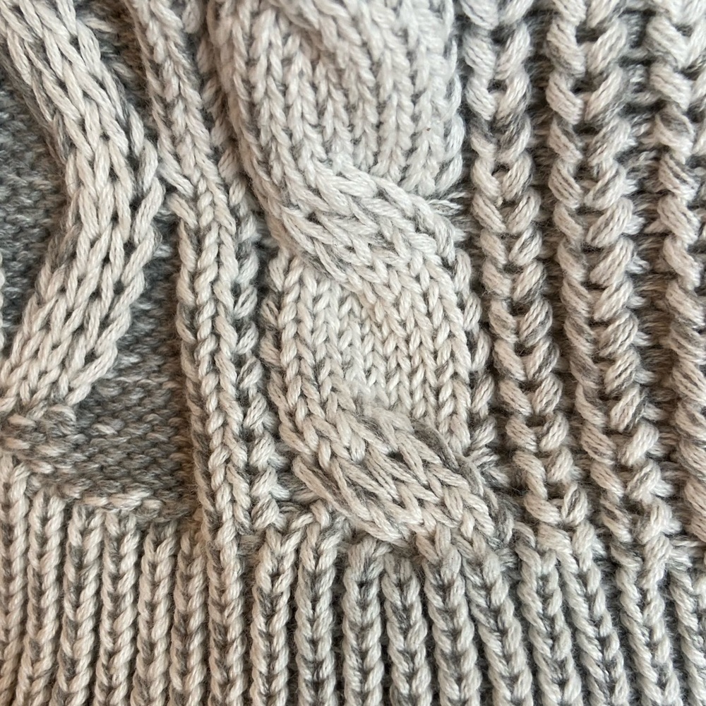 Bobi Black~NWT~Cozy Cotton Turtleneck~Waist Cropped Sweater~Ivory/Gray~Size M - Picture 7 of 16